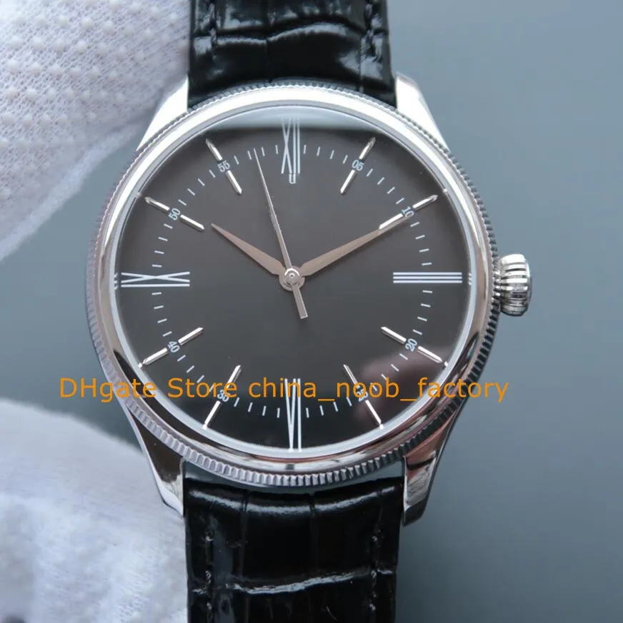 4 Stil mit Box Uhren 39mm schwarzes Zifferblatt Lederband Roségold Asien 2813 Bewegung Automatische mechanische Uhren Armbanduhr
