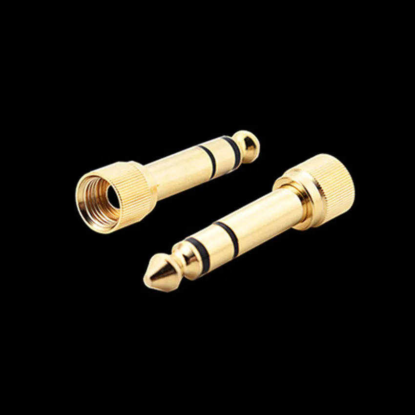 Gold-Kopfhörer-Anschluss, 6,35 mm Stecker auf 3,5 mm Stereo-Stecker, Audio-Mikrofon-Schrauben-Adapter-Konverter