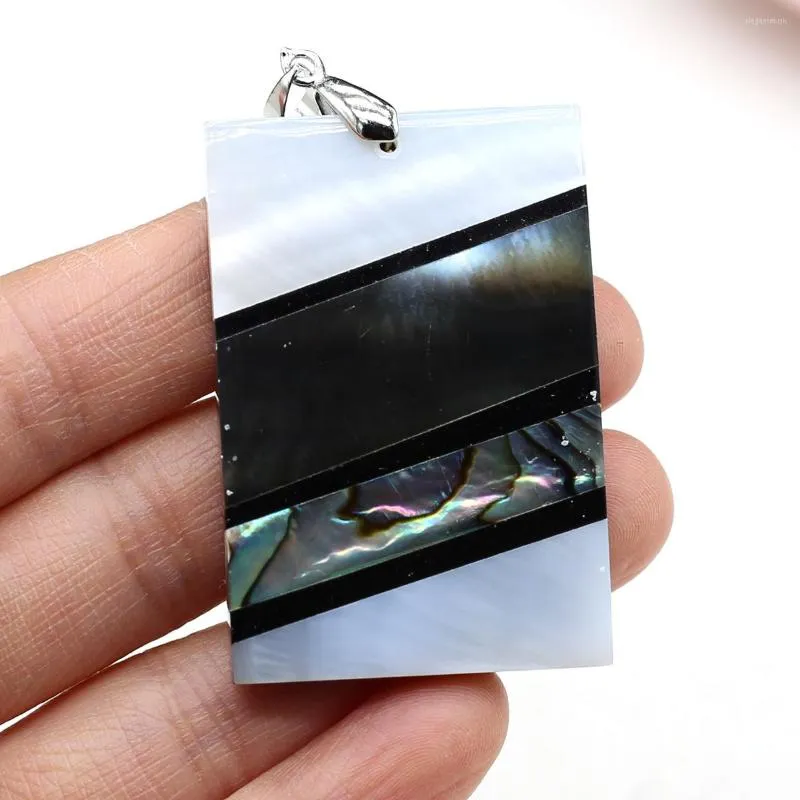 Pendanthalsband Natural Shell Mother of Pearl Rectangle Form Charms för smycken som gör DIY -halsband örhängen Tillbehör 33x48mm