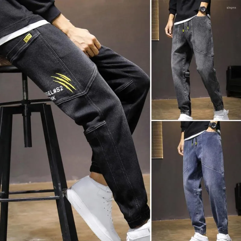 Mäns byxor Stylish Hip Hop-dragkörning Sportkläder Skin-Touch Simple Casual Loosed Jeans