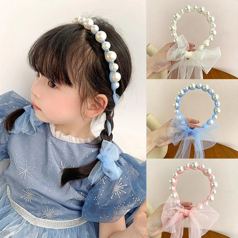 Acessórios para o cabelo fofo bebê pérola malha de bandana ferramenta de trança infantil chapéu princesa feminina girl kawaii hairpin