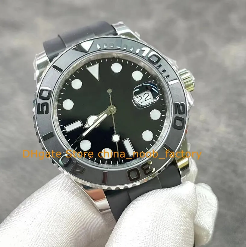 Relógio de 42 mm masculino Dial preto masculino Sapphire Glass Oysterflex Rubber tira 904L Aço v12 cal.3235 Movimento Relógios mecânicos automáticos Relógios de pulso