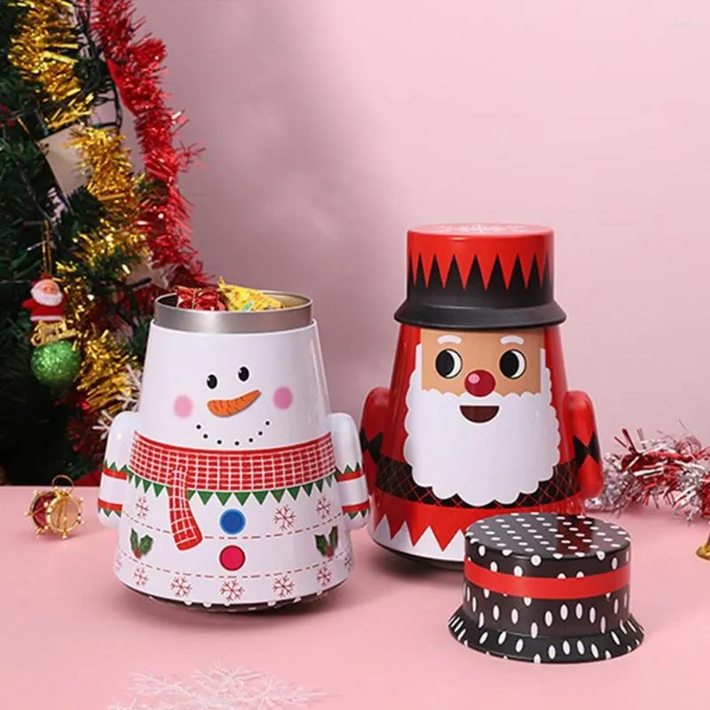 Emballage cadeau Noël Père Noël Biscuits Boîte de stockage de bonbons Boîte de fer en fer blanc exquis