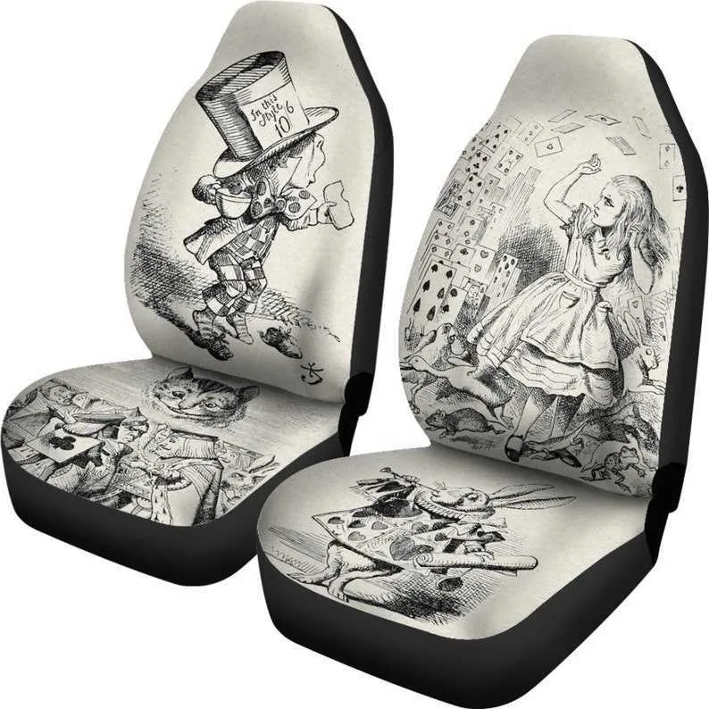 Car Seat Covers Alice In Wonderland Vintage Illustration Set Of 2