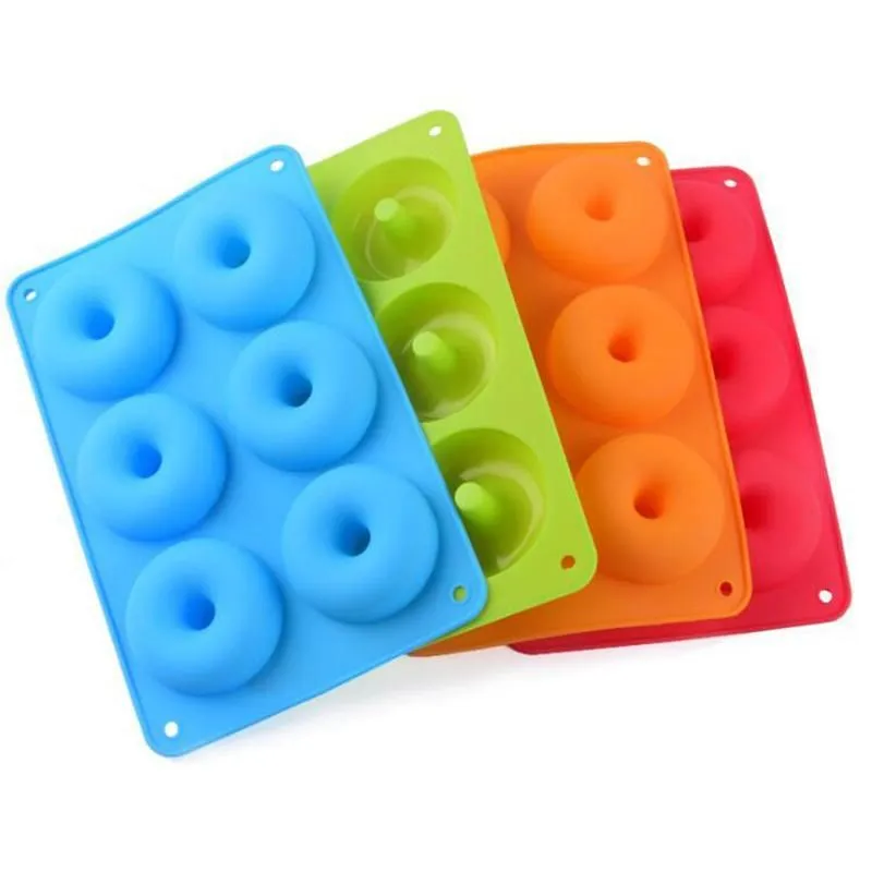 Silicone Donut Pan 6 Cavity Doughnuts Baking Moulds Non Stick Cake Biscuit Bagels Mould Tray