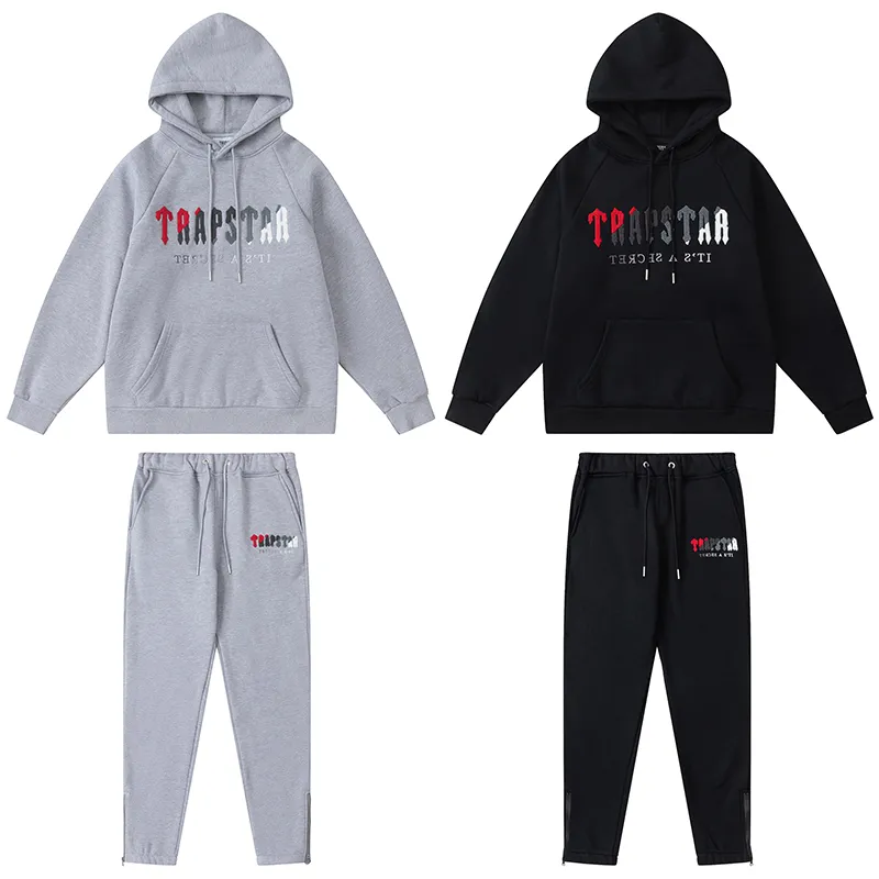 Hommes Trapstars Survêtements Pull Pantalon Ensemble Designer Sweat À Capuche Rue Sweatshirts Qualité Costume De Sport Broderie En Peluche Lettre Décoration Épais Sweats À Capuche Hommes Pantalons