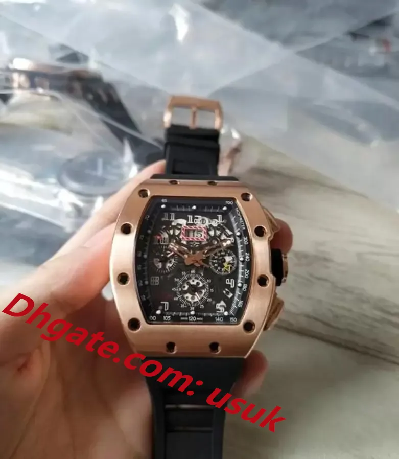 5 -gwiazdkowy Super Factory Man Man Watch Hardlex Crystal Stal nierdzewna Automatyczna mechaniczna męska zegarki czarne wybierane gumowe pasek na rękę