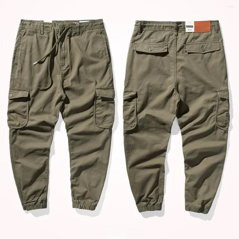 Pantalons pour hommes Les jambes des hommes sont lavées pour fabriquer des pantalons décontractés rétro multi-poches polyvalents quatre saisons.