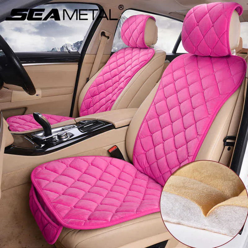 Plush Hot Pink Seat Covers Universal Winter Warm Cushion Pad Mat