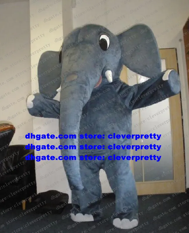 Grey Elephant Elephish Mascot Costume Adult Cartoon Character Outfit Suit Pedestrian Street Business Jubileum ZX1587