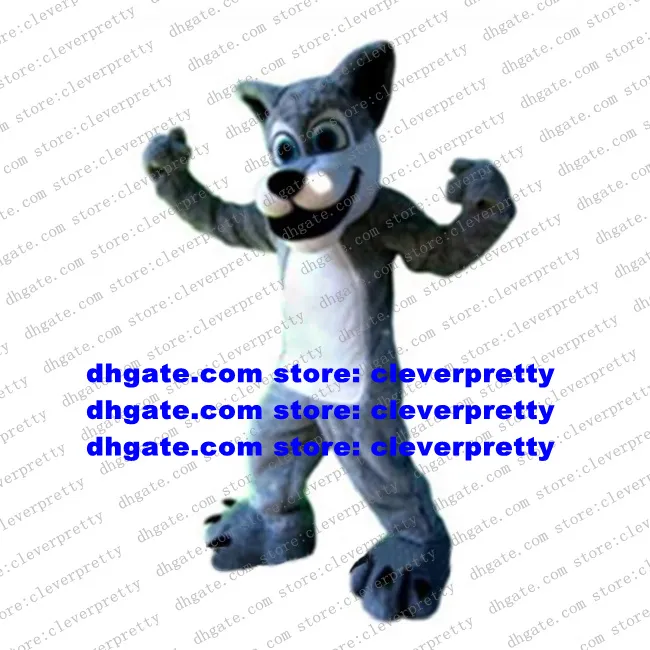 Timber cinza lobo husky cão mascote fantasia adulto desenho animado traje de roupa de caráter abrindo e fechamento hilário engraçado zx1525