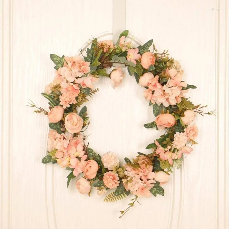 Fiori decorativi peonia ghirlanda simulata ghirlanda artificiale ornamenti ad anello in rattan puntelli per fotografia fiore nuziale decorazione della porta di casa