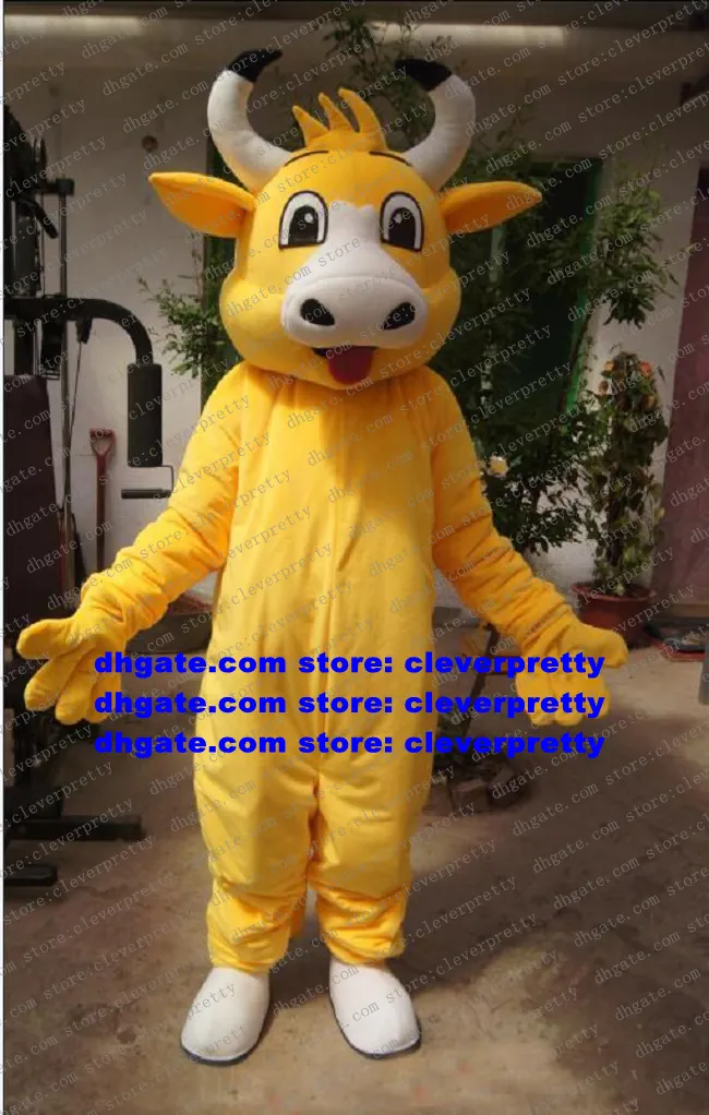 Cosco amarillo Kerbau Buffalo Mascot buey Bull Bull Caate Totado Adulto Car￡cter Sports Carnaval Conmemorante Souvenir ZX1604