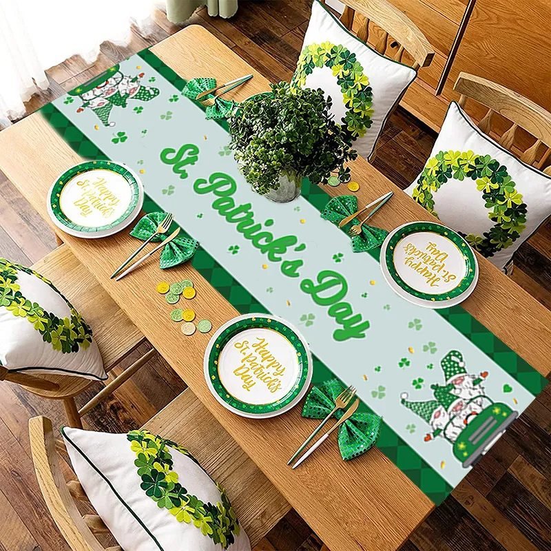 Chemin de Table imprimé de la Saint-Patrick, vert, décor de fête de vacances, CPA4458 bb1111