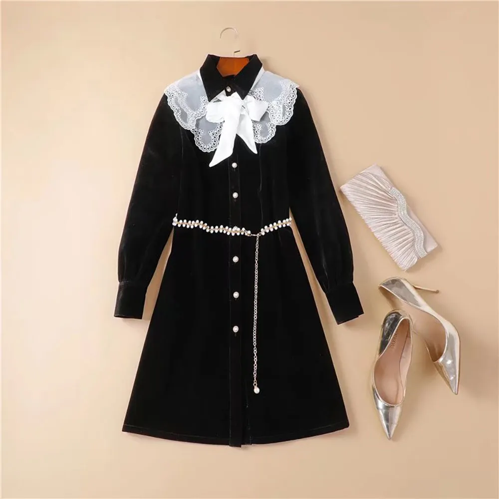 Dresses French Retro Star Same Shirt Skirt Autumn and Winter Little Fragrance Goddess Style High end Medium length Dress