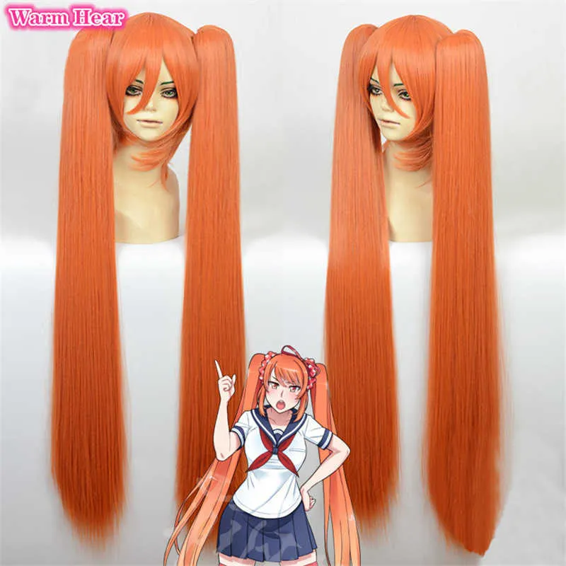 Cosplay Wigs Game Yandere Simulator Osana Najimi 110cm Long Orange Pink