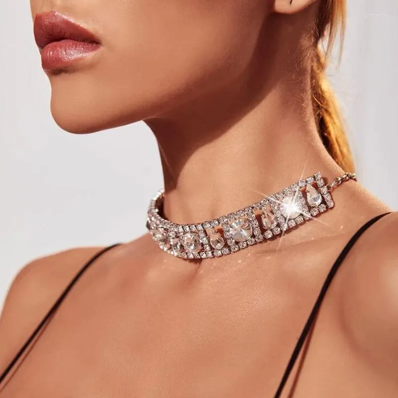 Choker vcu luxueuze bling rhinestone decor ketting voor vrouwen bohomian big crystal kraag sieraden cadeau