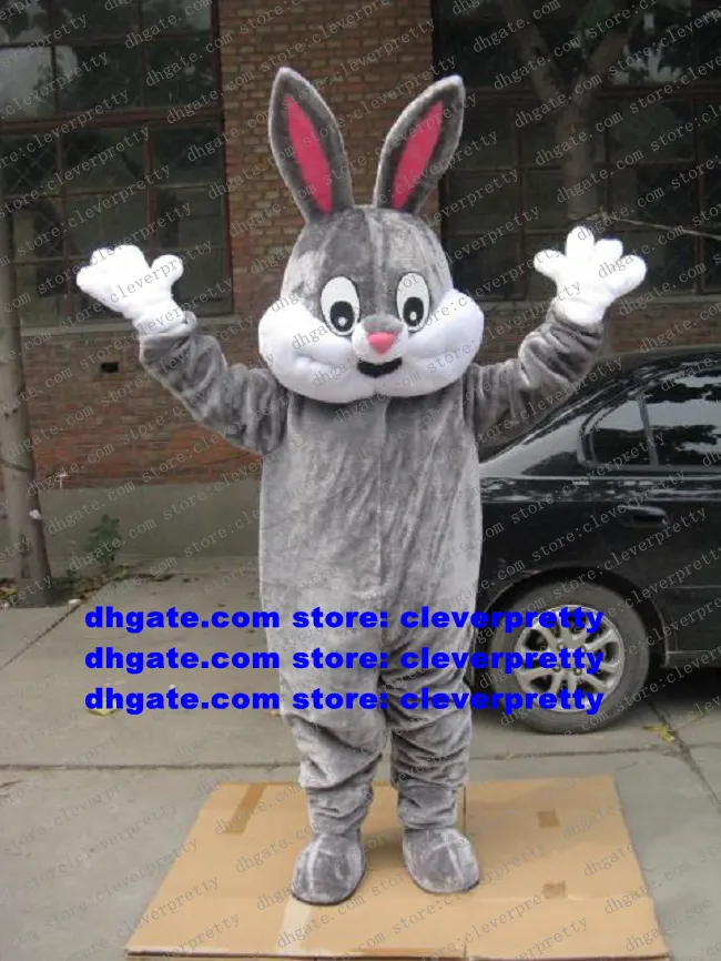 Long Fur Gray Easter Bunny Mascot Costume Osterhase Rabbit Hare Carcher Character Grand Bodog Casino The Chestest varor ZX1626