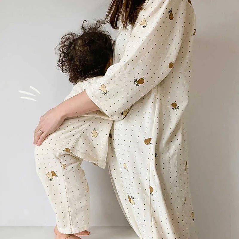 Vêtements assortis pour la famille, ensemble pyjama poire, Look familial, vêtements maman et moi, été