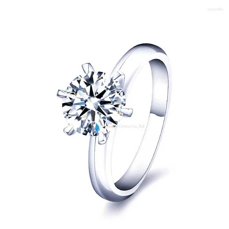 Clusterringen Tianyu edelstenen Solitaire diamant zilver 925 vrouwen klassieke ronde wit 0.5ct/1ct/1.5ct/2ct/3ct ha gesneden moissaniet trouwring