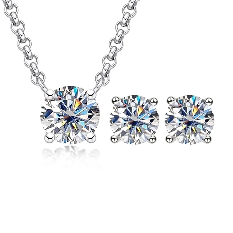 Подвесные ожерелья anujewel 2ct Ожерелье 1CT Серьги 925 Серебряные ювелирные изделия стерлингового серебра.