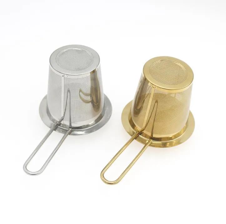 Stainless Steel Gold Tea Strainer Folding Foldable Tea Infuser Basket for Teapot Cup Teaware accessories SN3372