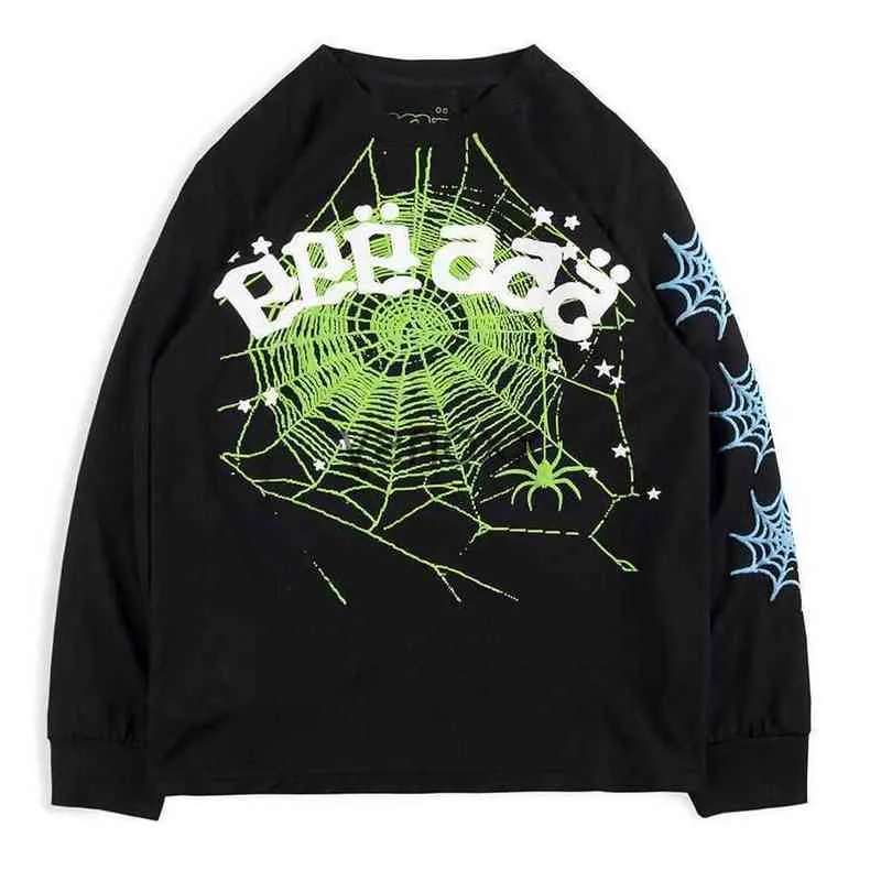 The Same Sp5der 555 999 Foaming Spider Web Printed Mens Long Sleeved T ...