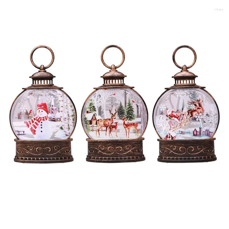 Christmas Decorations Snow Lantern Glowing Candle Home Gift 3x AG13 Button Barreries Not Include