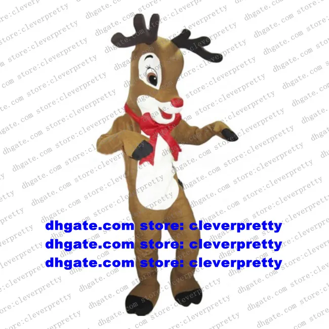 Costume de mascotte Rudolph marron, le renne au nez rouge, personnage de dessin animé Charlie Milu cerf, mignon et adorable, cérémonie de clôture zx2138