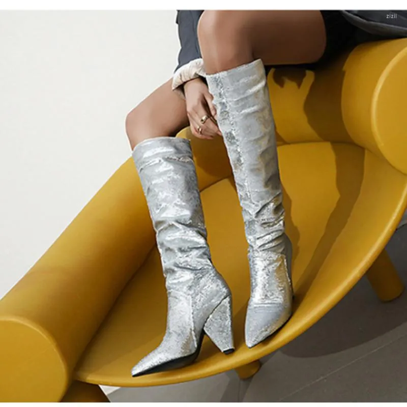 Boots Cool 2022 Kadın Seksi Moda Şövalyesi Avrupa ve Amerikan Trendleri Sonbahar Kış Dizleri