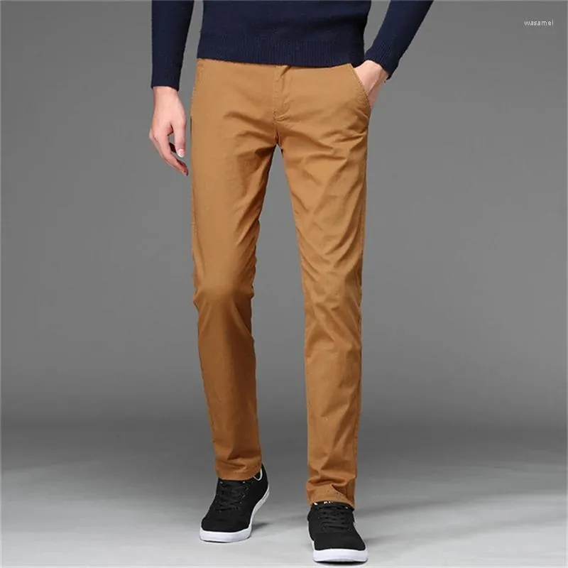 Herrbyxor 2022 Spring Autumn Casual Men Cotton Slim Fit Chinos Fashion Trousers Mane Brand Clothing Plus Size