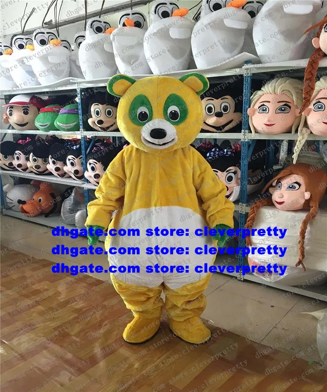 Long Fur Yellow Bear Mascot kostym vuxen tecknad karaktärsutrustning kostym stor familj samla produktlansering zx1329