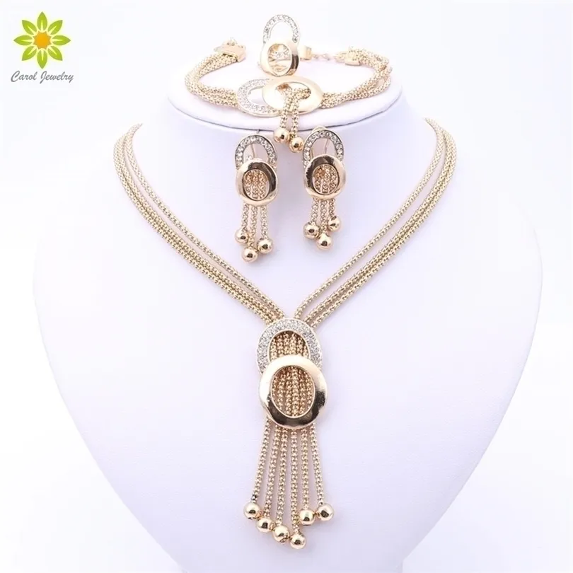 Wedding Jewelry Set Bridal Fine Crystal African Beads For Party Dress Accessories Earrings Pendants Necklace Rings 221109