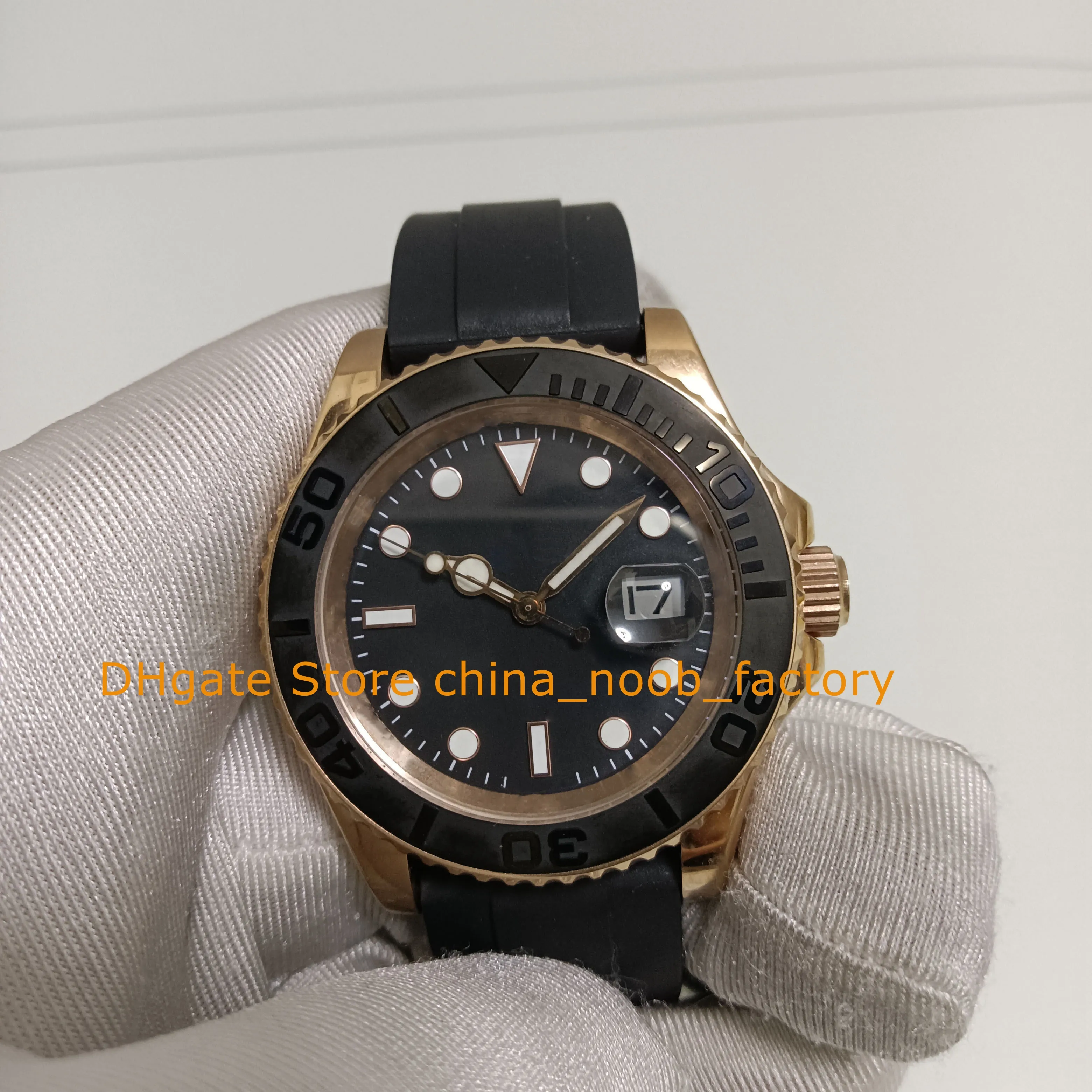 상자 시계와 5 스타일 남자 세라믹 everose 로즈 골드 블랙 다이얼 40mm 고무 팔찌 아시아 2813 무브먼트 자동 시계 손목 시계