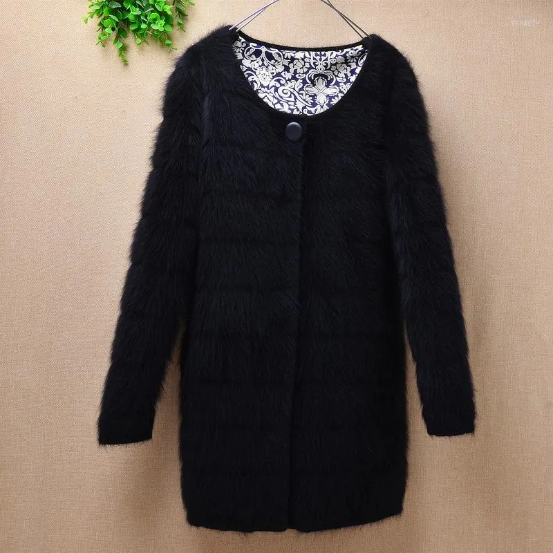 Maglieria da donna Top Majur Cappotti invernali da donna Slim O-collo Maniche lunghe Visone Cashmere Lavorato a mano in Cina Sconto di vendita