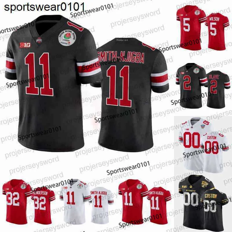 Fotbollströjor fotbollströjor 11 Jaxon Smith-Njigba Ohio State Buckeyes 2022 Rose Bowl Jersey Chris Olave Garrett Wilson C J Stroud Treveyon Henderson