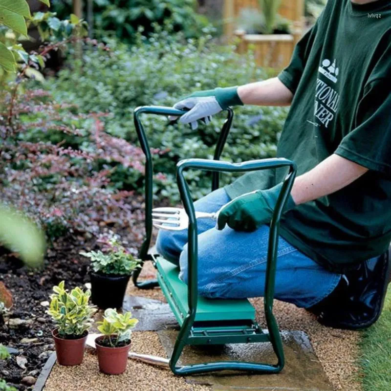 Mobili da campeggio JOYLIVE Inginocchiatoio da giardino e sedile Sgabello pieghevole in acciaio inossidabile con borsa per attrezzi EVA Inginocchiatoio Fornitura di regali per il giardinaggio 2022