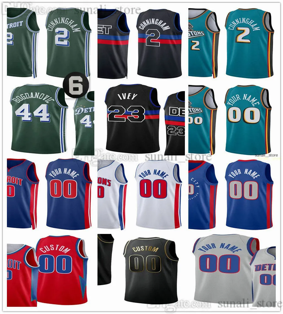 Печатный баскетбол Cade 2 Cunningham Jerseys Bojan 44 Bogdanovic Saddiq 41 Bey Jalen 0 Duren Jaden 23 Ivey Isaiah 28 Stewart Isaiah Livers Killian 7 Hayes Alec 5 Burks