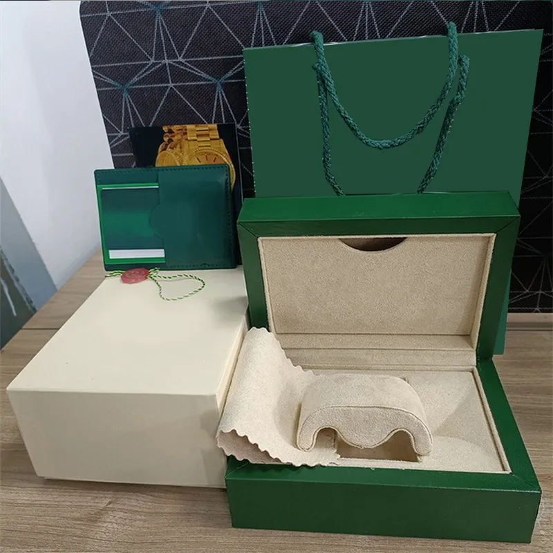 L Luxury Green with Original Wooden Rolex Watch ex Box Cases Papers Card Wallet Boxes Accessories Wristwatch AAA Watches Boxes