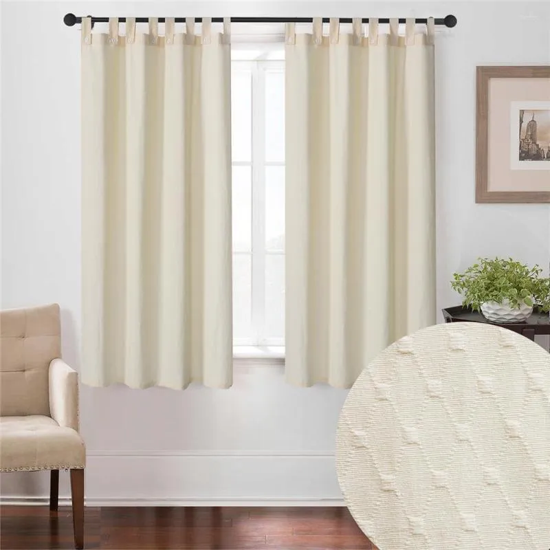 Cortinas cortas acabadas para dormitorio de niños, Beige, blanco, 1 pieza, semisombreado, cocina, ventana, puerta, cortinas, W140 X H170, decoración geométrica