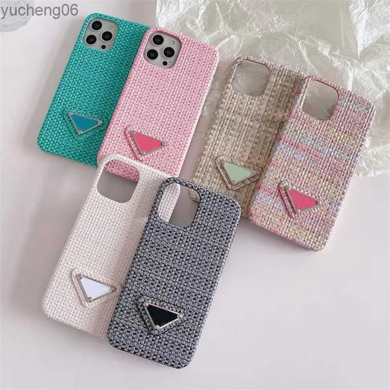 Letter Telefon Case Fabric Wheven Wzór dla iPhone'a 12 13promax Połącz telefoniczny iPhone11 xs 8p Shell D220728 Yucheng06