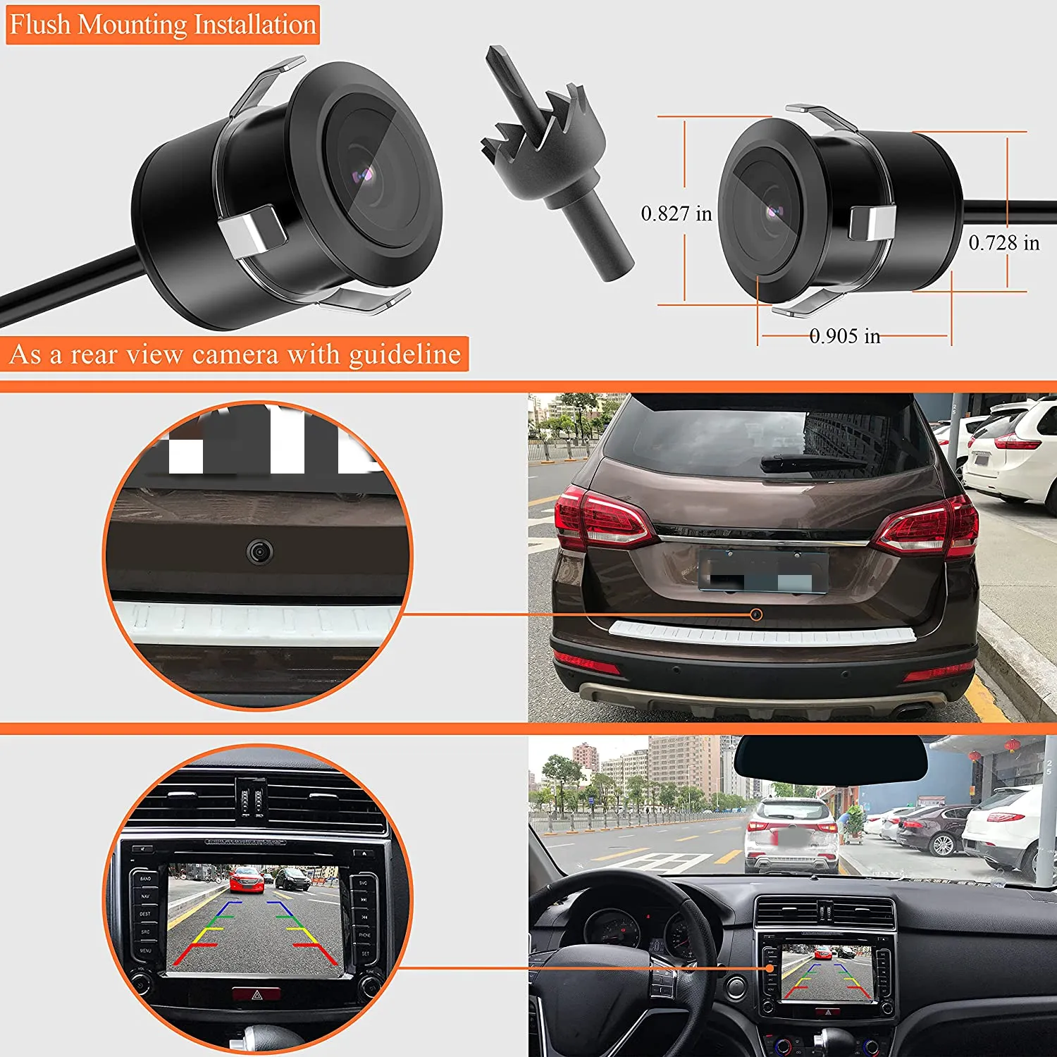 Car Rear View Backup Cameras HD Night Vision CCD Reverse Parking Camera ...