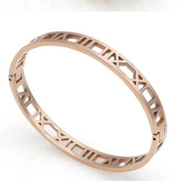 2022 mode Silber Edelstahl Schäkel Römischen Armband Schmuck Rose Gold Armreifen Armbänder Für Frauen Liebe Bracelet218J