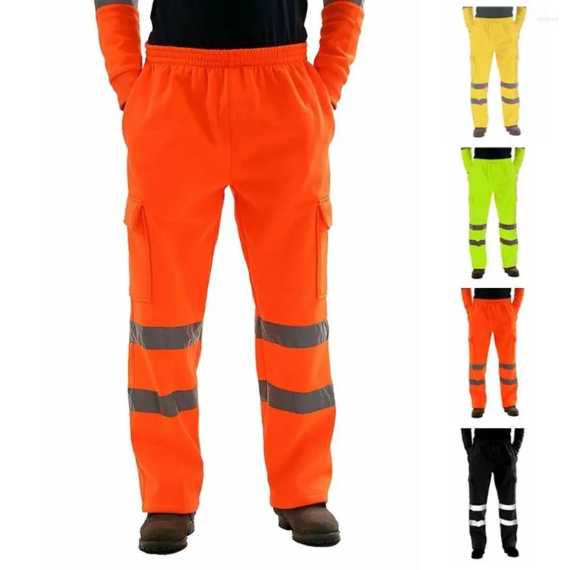 Pantalons pour hommes Pantalon de survêtement de sécurité pour hommes Pantalon haute visibilité Bas haute visibilité Vêtements de travail Bande réfléchissante Pantalon de travail multi-poches