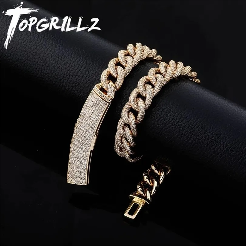 Pendant Necklaces TOPGRILLZ 13mm Cuban Iced Zircon Micro Pave Hiphop Fashion Jewelry 221109