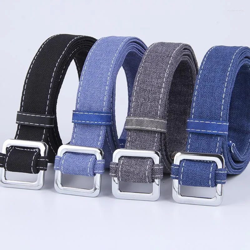 Belts Simple All-match Canvas Belt Men Women Fashion Korean Denim Color Punch-free Waist Pants Jeans Adjustable Decor Straps