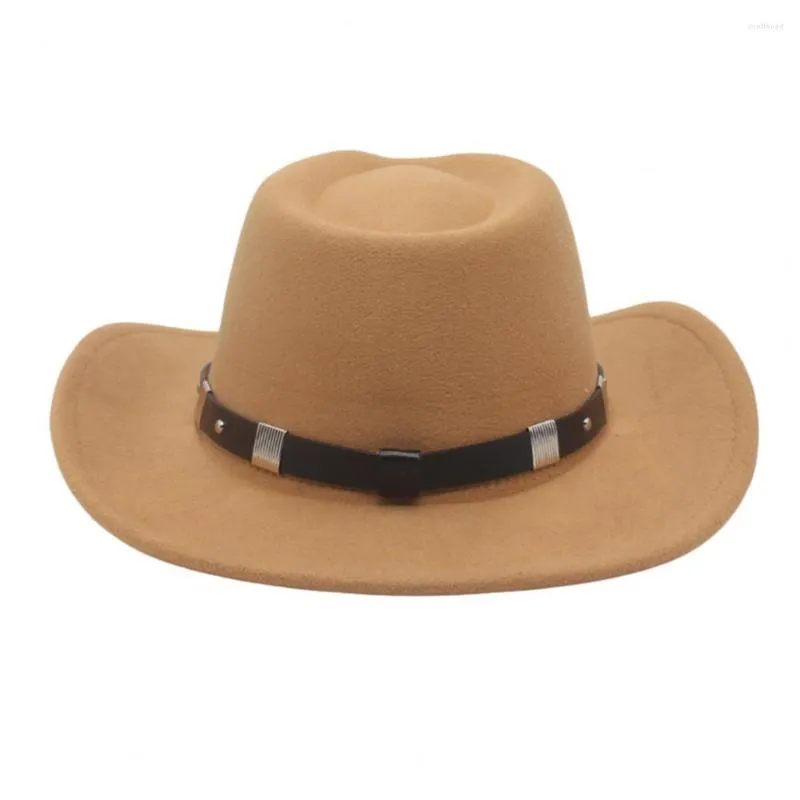 Berets Bowler Hat With Belt Buckle Western Style Love Top Broadside Wide Brim Head Protection Cowboy Dress Up Hats Block Cowgirl