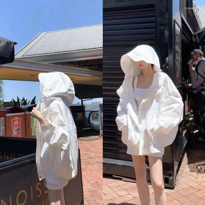 Gabardinas de mujer Ropa de primavera Abrigo blanco de mujer Otoño holgado