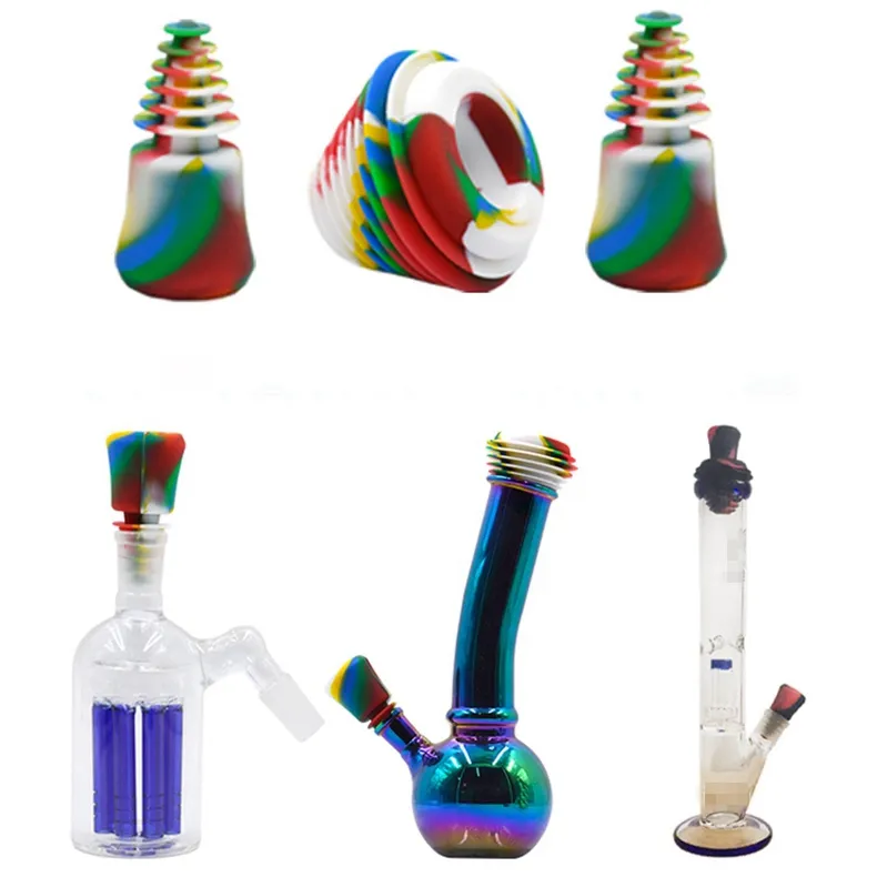 Cool Smoking Colorful Silicone Swirl 3IN1 Cleaning Plug Herb Tobacco Waterpipe Filter Glass Bottle Bong Oil Rigs Straw Container Seal Clean Caps Hookah Cover Holder