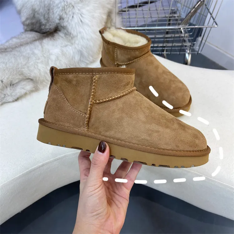 Australian Classic Womens Mini Boots Fur Slippers Plush Warm Winter Chelsea Boots Men Platform Snow Boots Suede Woman Shoes 2022